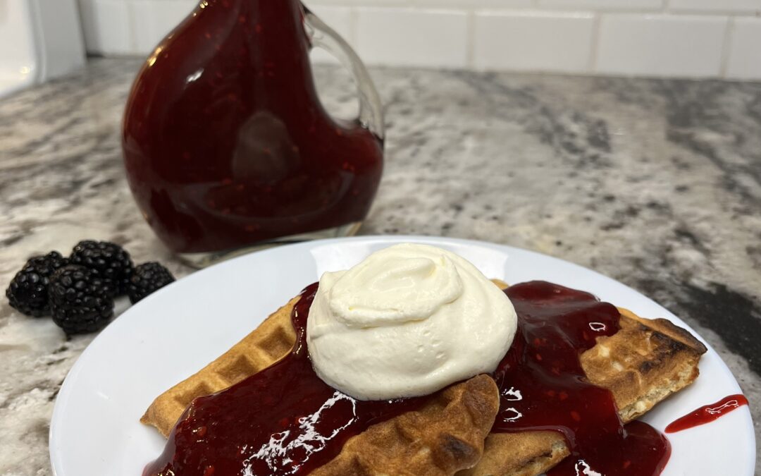 Cornabys Blackberry syrup on a waffle