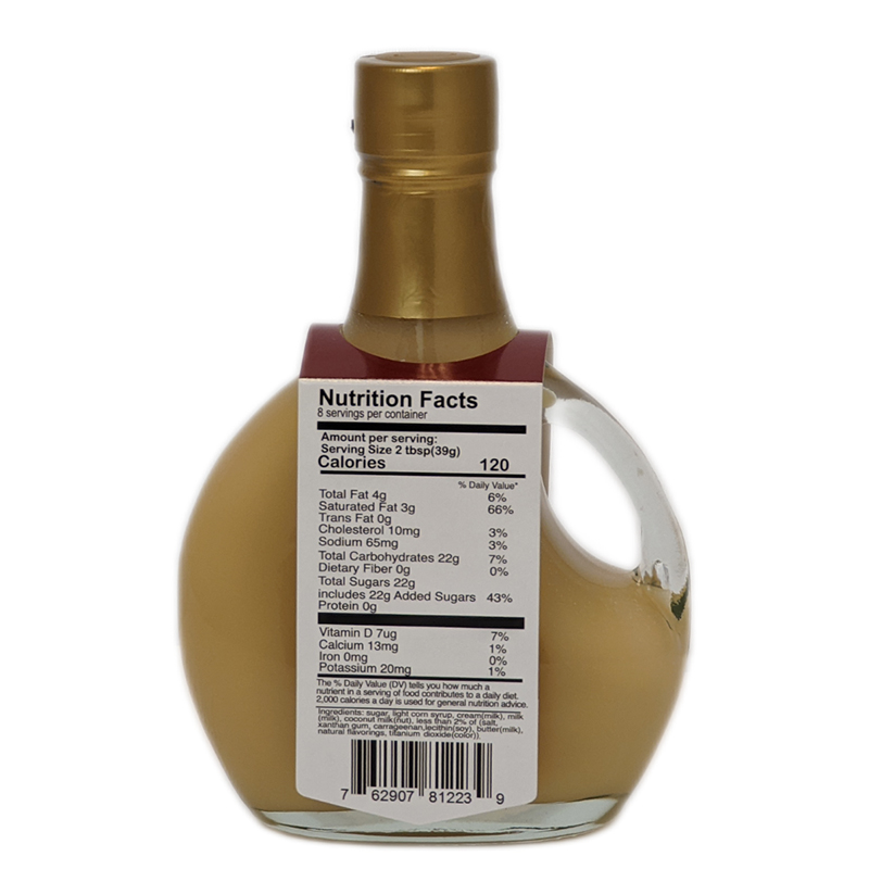 Coconut dessert sauce nutrition panel